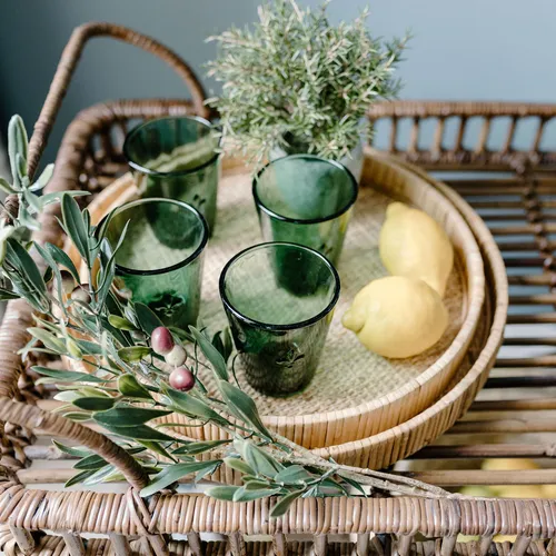 Set of 2 Nesting Rattan Trays