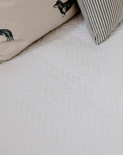 White Herringbone Super King Bedspread