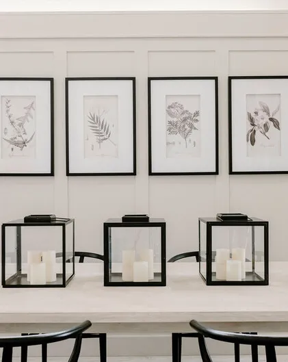Set of 4 Monochrome Botanical Prints - Trees and Flowers