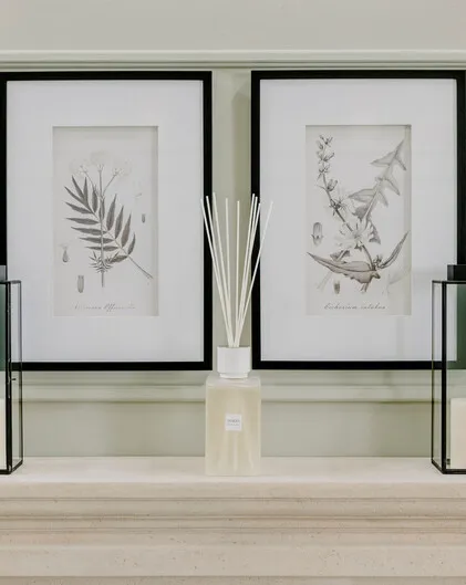 Set of 2 Monochrome Botanical Prints - Trees and Flowers