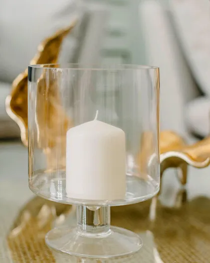 Livvie Small Glass Footed Hurricane 