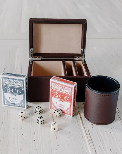 Luxe  leather card and dice set