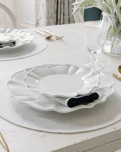 Jasmine Fluted Edge White Dinner Service (12 piece)