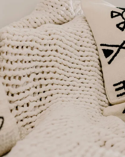 Natural Cable Knit Throw