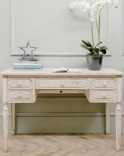 Gustav 5 drawer carved desk