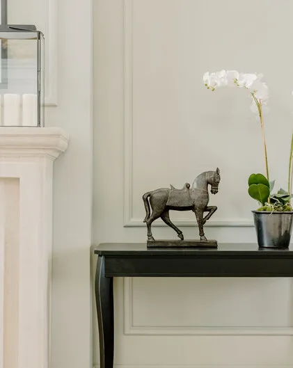 Halo Faux  White Orchid Multi Stemmed Plant (Black glazed pot)