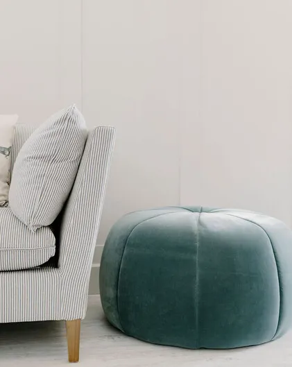 Opal velvet pumpkin pouffe