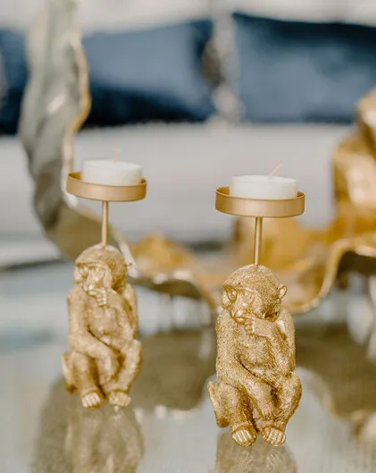 Cheeky Monkey Gold Candleholder
