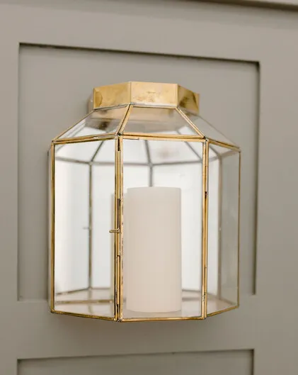 Antiqued brass wall lantern
