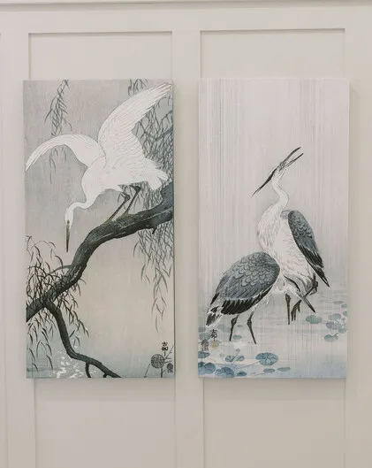 Ohara Koson Japanese Heron Canvas (Set of 2)