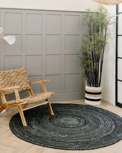 Amira Round Recycled Black Rug