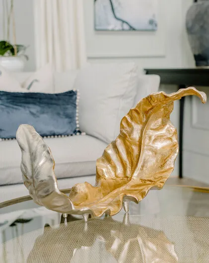 Large Gilded Metal Sculptural Leaf (with feet)