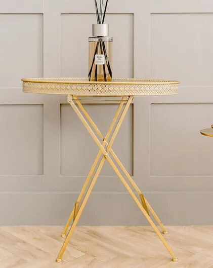 Gold and Grey Filigree Tray Table