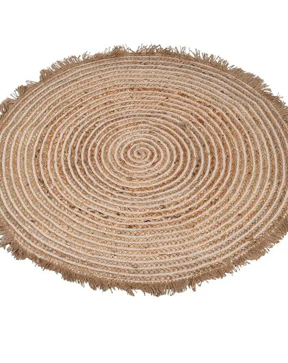 Amira Fringed Jute Round Rug (90cm diameter)