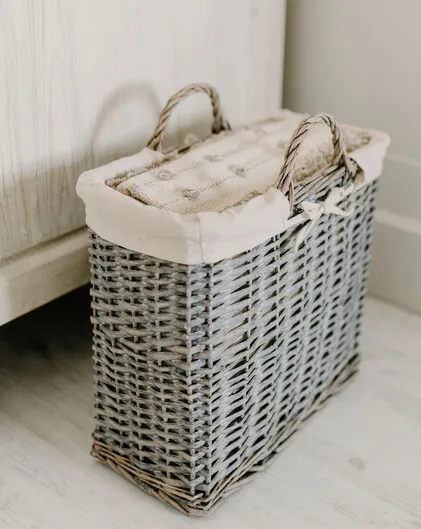 Willow and Linen Magazine Basket