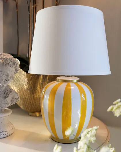 Yellow & White Stripy Lamp 