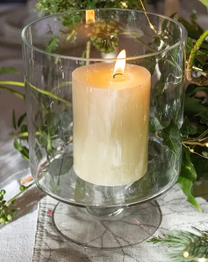 Livvie Small Glass Footed Hurricane 